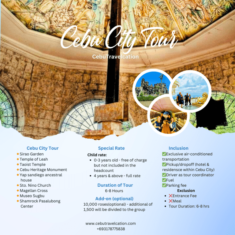 A flyer for the city tour of cebu.