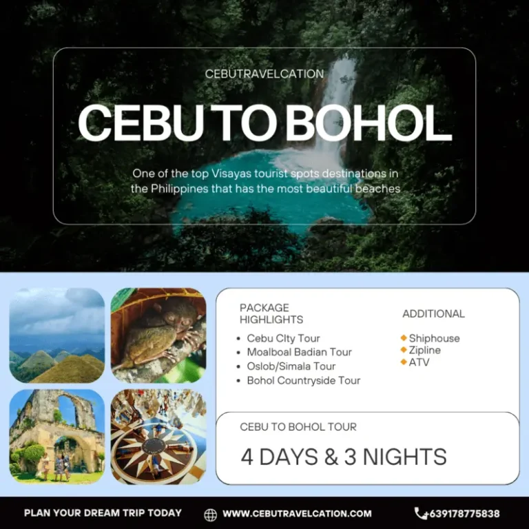 A flyer for the cebu to bohol tour.